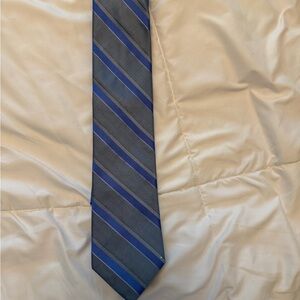 Calvin Klein Blue and Gray Striped Tie